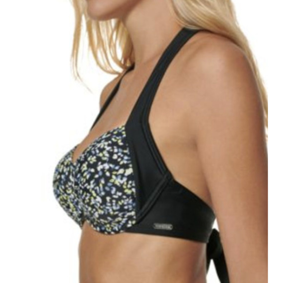 Calvin Klein BLACK Underwire Convertible Floral Black Bikini Swim Top NWT - Picture 2 of 4